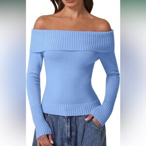 Qinsen Off the Shoulder Sweater